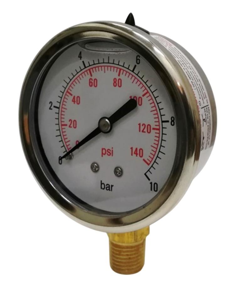 Glycerínový manometer 1/4", 0-10 bar - bočný vývod